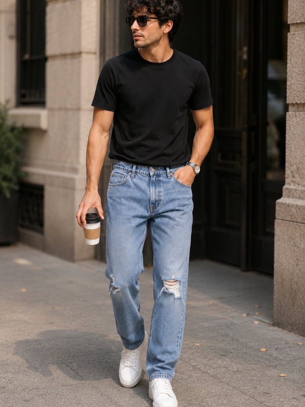 Karl Lagerfeld Paris Distressed Jeans – Light Wash Denim - Size 38x32